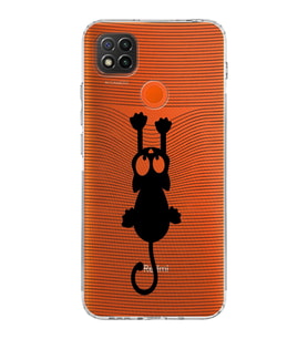 Xiaomi Redmi 10A  Kamera Korumalı Kapak Çizgi Kedi Tasarımlı Şeffaf  Kılıf