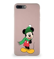 Apple iPhone 7 Plus Soft Premier Kapak Mickey Mouse-G Tasarımlı Silikon Kılıf - Pudra (Şeffaf)