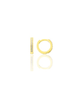 Gümüş altın yaldızlı zirkon taşlı 10 mm halka küpe Tragus Piercing Helix Kıkırdak Küpesi