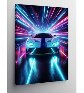 Kanvas Tablo Neon Yarış Arabası