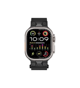 Apple Watch Ultra 49mm Uyumlu Zore KRD-107 Metal Hasır Kordon (Siyah)