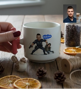 Kişiye Özel Karikatürlü Erkek Polis T Kupa Polis Günü Hediyesi