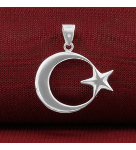 Ay Yıldız 925 Ayar Gümüş Erkek Kolye Ucu