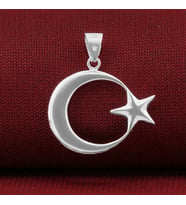 Ay Yıldız 925 Ayar Gümüş Erkek Kolye Ucu