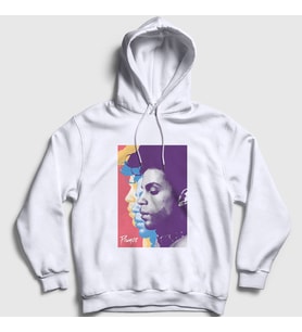 Presmono Unisex Beyaz Vintage Prince Kapüşonlu Sweatshirt 414647tt