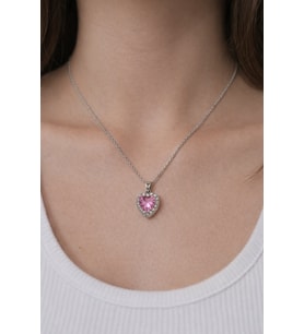 Pembe Kalp Kadın Çelik Kolye