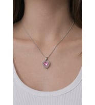 Pembe Kalp Kadın Çelik Kolye