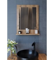 Safir Banyo Aynası, Dresuar,60x45 Atlantik Çam Raflı Banyo Aynası