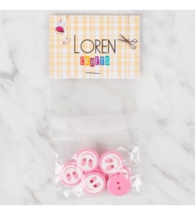 Loren Crafts 8 li Gülen Yüz Pembe Düğme - 541