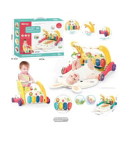 BIB6016- Piyanolu Bebek Yürüteci ve Tavşan Desenli Kırmızı Oyun Halısı 2 in 1