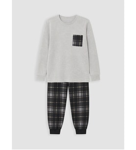 LCW Kids Gri Bisiklet Yaka Erkek Çocuk Pijama Takımı