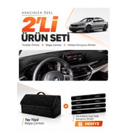 BMW G30 G31 G38 (2017-2023) Uyumlu Torpido Örtüsü + Tay Tüyü Bagaj Çantası + Sticker Seti - Siyah