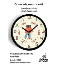 İsme Özel Kaykaylı Köpek Çocuk Odası Duvar Saati Orta Boy 30 cm Siyah Camlı Sessiz