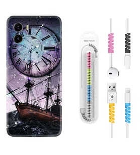 Vivo Y15S Y32 Y33S Y51 Y53S Kılıf Kablo Koruma Spiral Silikon Time 1749
