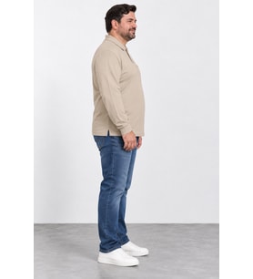 Erkek Gömlek Yaka Cepli Battal Sweat Y26-2030-Bej