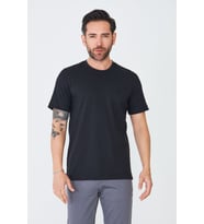 Siyah Mikro Desenli Erkek Basic Tişört