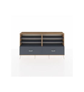 Arges Konsol 6 Raflı 2 Çekmeceli  176x30x99 Çam-Antrasit