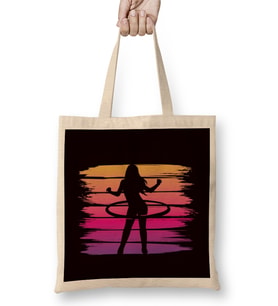 Vintage Hula Hoop Girl Hula Hooper Hooping Fitness Sports Bez Çanta Uzun Saplı