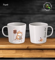 KirliPatiler Taş Kupa Fincan Üzeri Çalışan Kedi Baskılı (Model 8)