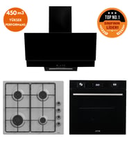 Ferre ve AFM Tech MARKALI/Fethy -F29 Turbolu  İnox Siyah Ankastre Set (EL003 + FM7700 +FM3250) (Beyaz)