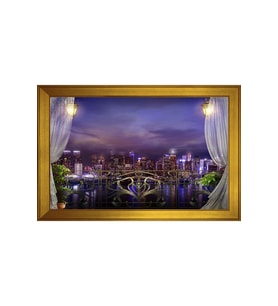 Manzara Temalı Kanvas Tablo 50 x 70 cm Gold Çerçeve