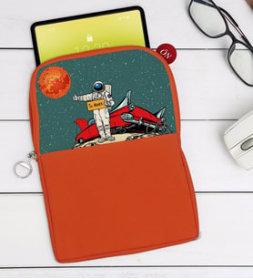 BK Gift Pop Art Tasarımlı Taşınabilir Koruyucu Tablet Kılıfı & Organizer Çanta - Turuncu-8