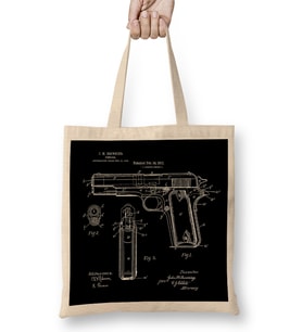Browning Pistol Patent Blueprint Bez Çanta Uzun Saplı