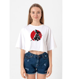 Rurouni Kenshin Samurai Logo Beyaz Kadın Crop Tshirt