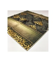 Leopar Desen Black Seri Twill Eşarp Eşarp Askısı ile Birlikte 90x90 cm Gold Siya