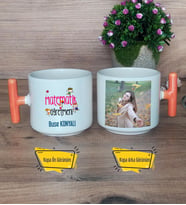 Matematik Öğretmeni Kupa Bardak Fotoğraflı T Turuncu Kulplu Öğretmenler Günü Hediyesi