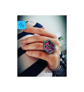 Oval Pembe Zirkon Taşlı Otantik Papatya Model Yüzük