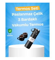 Mey İthalat® Paslanmaz Çelik Termos Seti 500 ml Kapasite, 6-12 Saat Isı Koruma, Hediye Kutulu