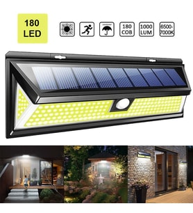 TriLine Solar 180 LED Güneş Enerjili Kumandalı 3 Modlu Duvar Lambası