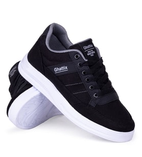 Ghattix Erkek Keten Sneaker Yazlık Mevsimlik Ayakkabı (Siyah)