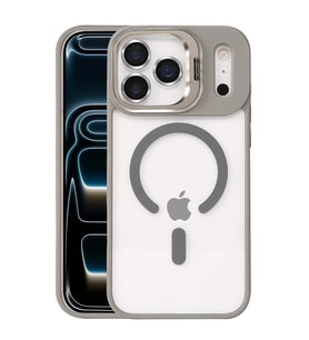 Mey İthalat® iPhone 17 Pro Remim Lensli Magsafe Standlı Kapak - Titan Gri