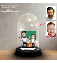 Kişiye Özel Karikatür Erkek Öğretmen  ve Öğrenci Tasarımlı Fanus Biblo, Öğretmene Hediye, Öğretmenler Günü, Öğretmenler Günü Hediyesi, FN210