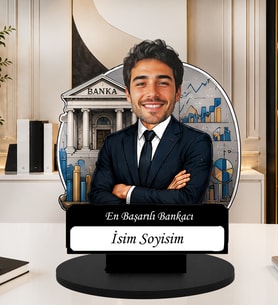 Kişiye Özel Karikatürlü Bankacı Masaüstü Ahşap İsimlik Fotoğraflı Bankacı Hediyesi Banka Çalışanı Ofis Dekoru Banka Ofis Dekoru, Kurumsal Hediye, Ofis Hediyesi Meslek Hediyesi,