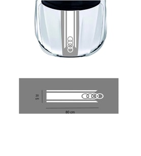 Audi İçin Uyumlu Aksesuar Oto Kaput Sticker Çift Şerit 80*20 Cm