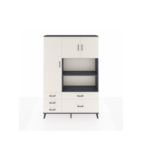 Arges Gardrop 7 Raflı 5 Çekmeceli 3 Kapaklı 132x30x195 Antrasit-Aytaşı