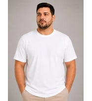 Cloud Erkek Battal Big Size Basic Tişört Bisiklet Yaka Rahat Kalıp T-Shirt - Beyaz