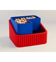 3D Baskı Fıstık Kasesi - Çift Hazneli Kabuk Ayırıcı Sunum Kasesi - Kırmızı Mavi