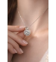 14 K White Gold Kaplama 925 Ayar Gümüş 1 Ct Moissanite Tek Taş Kolye