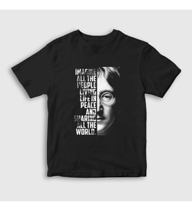 Presmono Unisex Çocuk Siyah Sharing Beatles John Lennon T-Shirt 35212tt