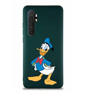 Xiaomi Mi Note 10 Lite Soft Premier Kapak Donald Duck-C Tasarımlı Silikon Kılıf - Yeşil (Şeffaf)