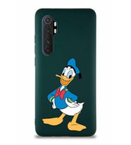 Xiaomi Mi Note 10 Lite Soft Premier Kapak Donald Duck-C Tasarımlı Silikon Kılıf - Yeşil (Şeffaf)