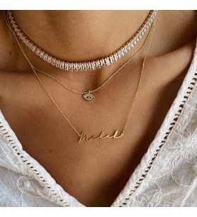 Kişiye Özel El Yazısı Font İsim Kolye 925K Gümüş (Gold)