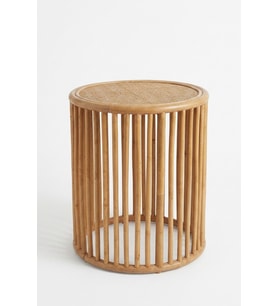 Rattan Yan Sehpa Doğal Hazeran Bambu El Yapımı Dekoratif 46x50 cm
