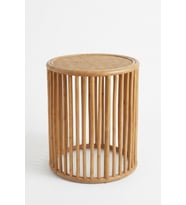 Rattan Yan Sehpa Doğal Hazeran Bambu El Yapımı Dekoratif 46x50 cm