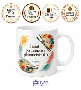 Sanat Atölyesi İçin Özel Tasarım Baskılı Kupa Bardak Hediye Sanatçıya Hediye