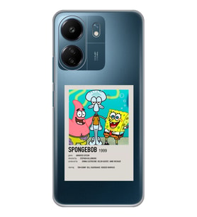 Xiaomi Redmi 13C Uyumlu Sunger Bob Minimalist Poster Desenli Şeffaf Telefon Kılıfı